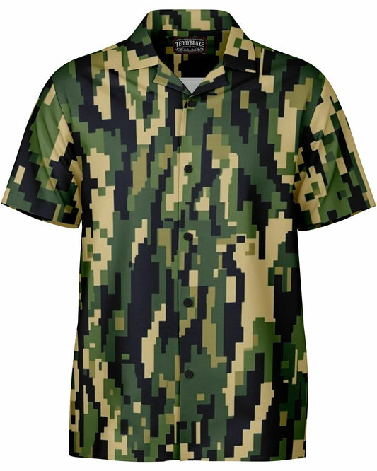 Pixel Camo Short Sleeve Button Down Shirt (CAMO02)