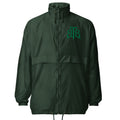 Shop the Embroidered BlazeCrest Fairway + Greens Windbreaker by Teddy Blaze. 202 GSM forest green technical jacket reflecting stealth wealth and quiet luxury from The Mature Mocha Collection.