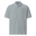 Shop the Embroidered BlazeCrest Polo by Teddy Blaze. 169.5 GSM ice blue pique polo embodying quiet luxury and stealth wealth from The Mature Mocha Collection.