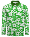Shop the Iron + Ivy Emerald Blossom Peach Velvet Shirt by Teddy Blaze. Long sleeve peach velvet button-down featuring a white floral botanical print and contrast green collar.
