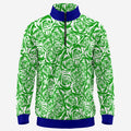 Shop the Iron + Ivy Emerald Rose Contrast Trim Quarter Zip by Teddy Blaze. Performance 230 GSM stretch quarter-zip pullover in an emerald green rose motif with royal blue trim.