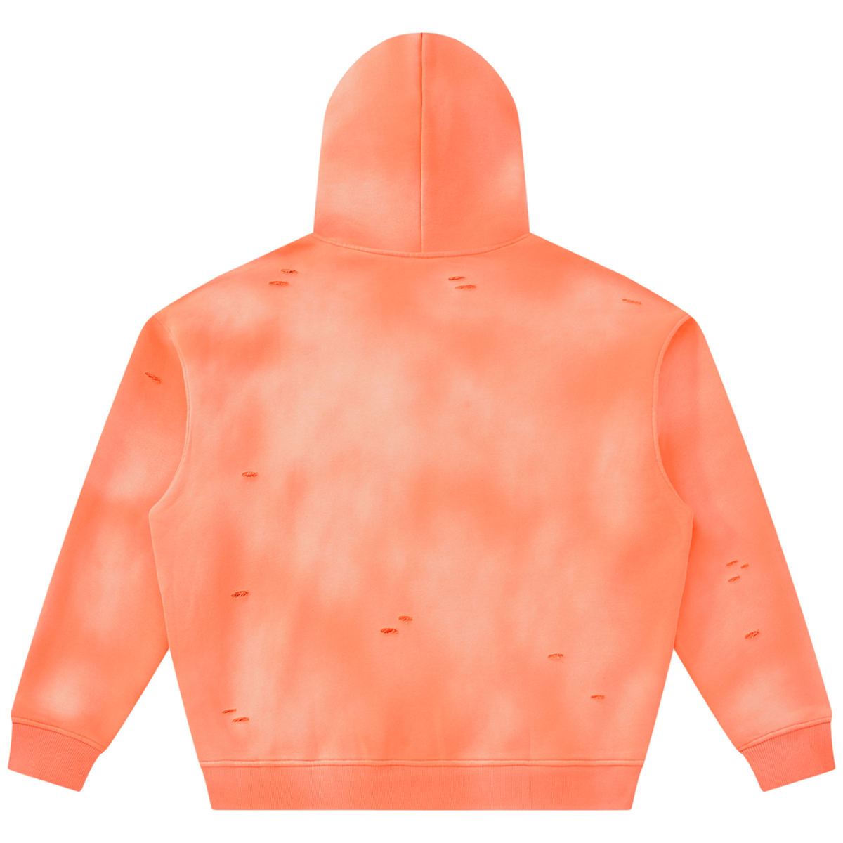 Shop the Iron + Ivy RIGBY Sunfade Frayed Fleece Pullover Hoodie by Teddy Blaze. Extra-thick 350 GSM peach-coral sunfaded fleece hoodie with distressed micro-ripping and RIGBY bear crest.
