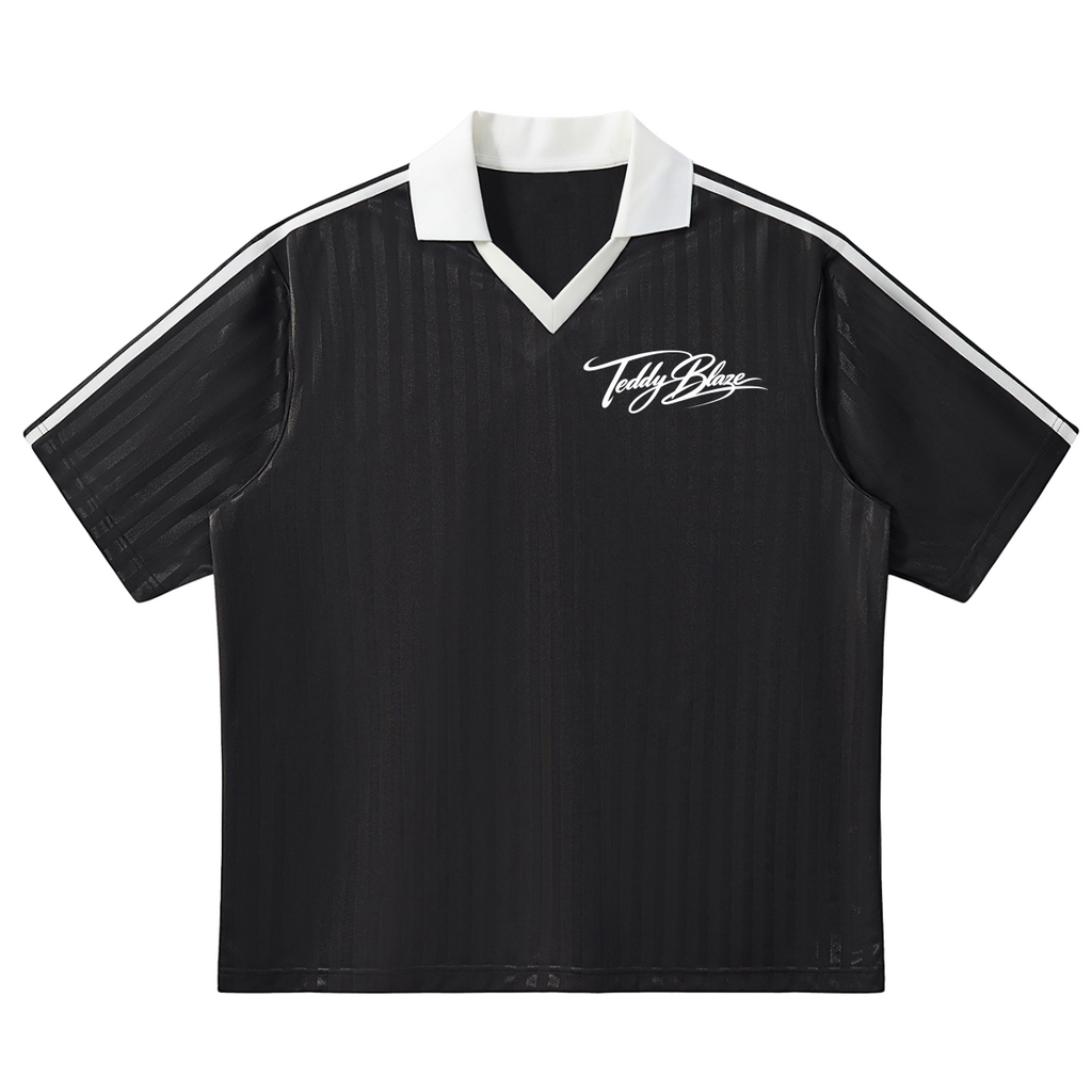 Signature Contrast Collar Striped Soccer Jersey
