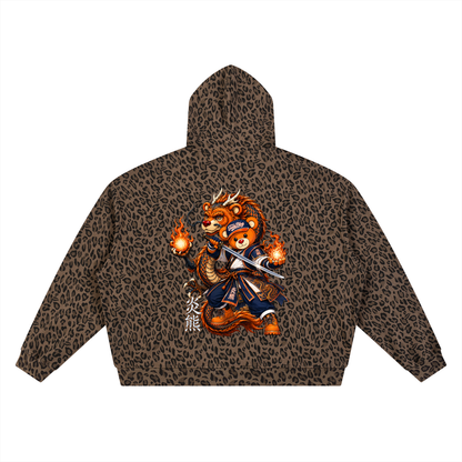 Team Dragon Leopard Print Zip Hoodie | AFRO ANIME