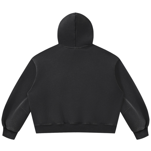 Freezer Tape Vintage Wash Boxy Fleece Hooded Jumper