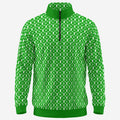 Shop the Iron + Ivy Fairway Cachet Contrast Trim Quarter Zip by Teddy Blaze. Performance 230 GSM stretch quarter-zip pullover in Kelly green with all-over RIG-B monogram.