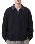 Fake Two-Piece Denim-Collar Pullover