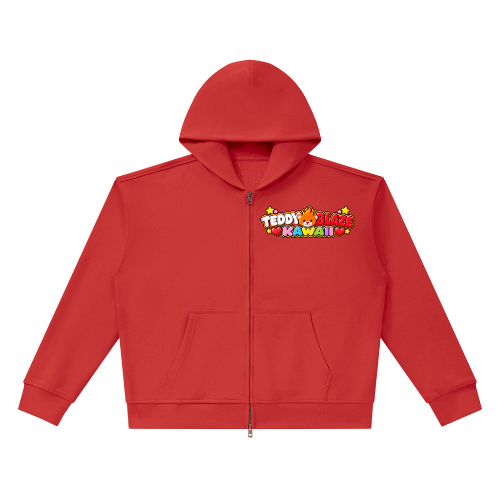 Teddy Blaze Kawaii Box Cut Zip Hoodie