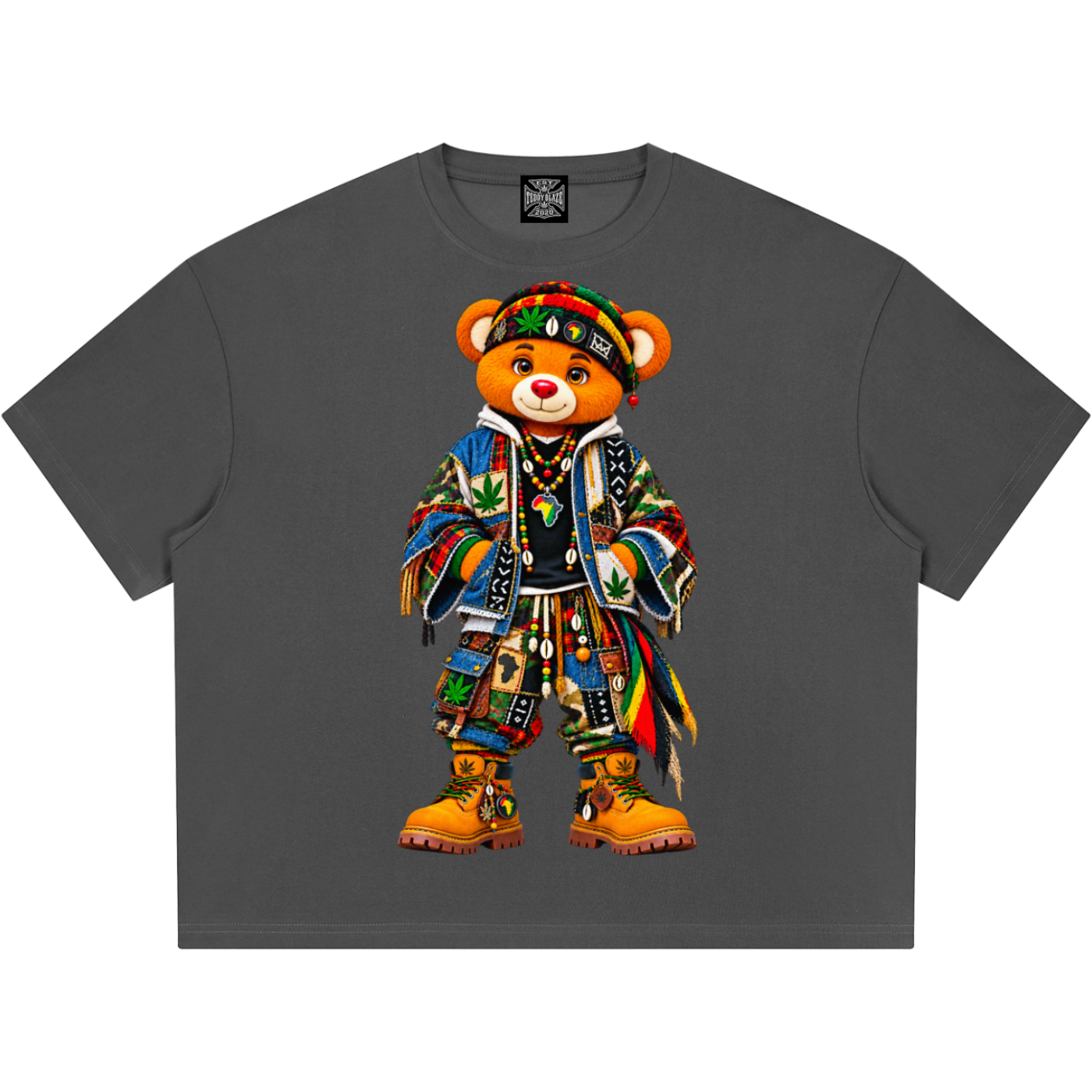 Shop the Teddy Blaze Boho ENY Boxy Coolmax Tee featuring Teddy Blaze Boho, a cotton-Coolmax blend and signature East New York-inspired artwork.