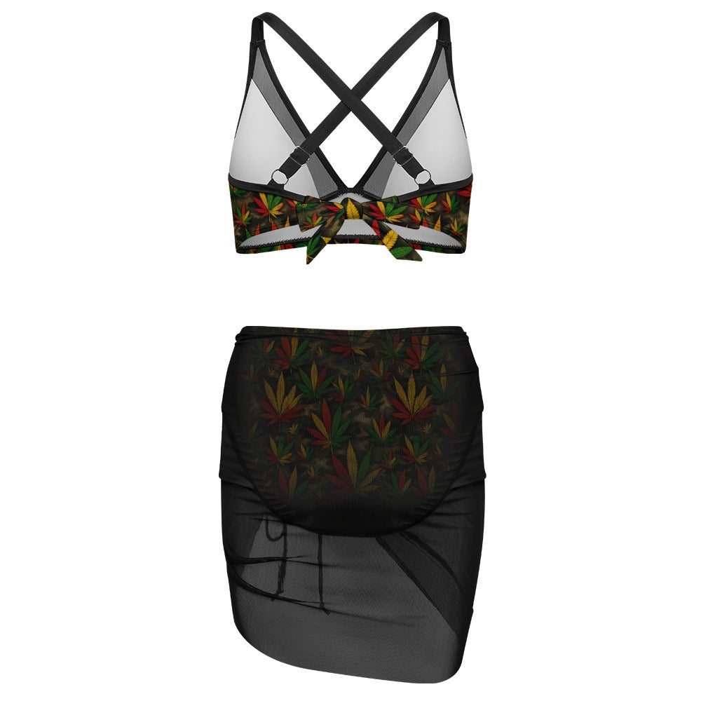 Leaf Sarong V-Neck Trikini | STONE AVE
