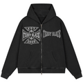 Black hoodie with white star design and 'AMIRI' branding on a white background