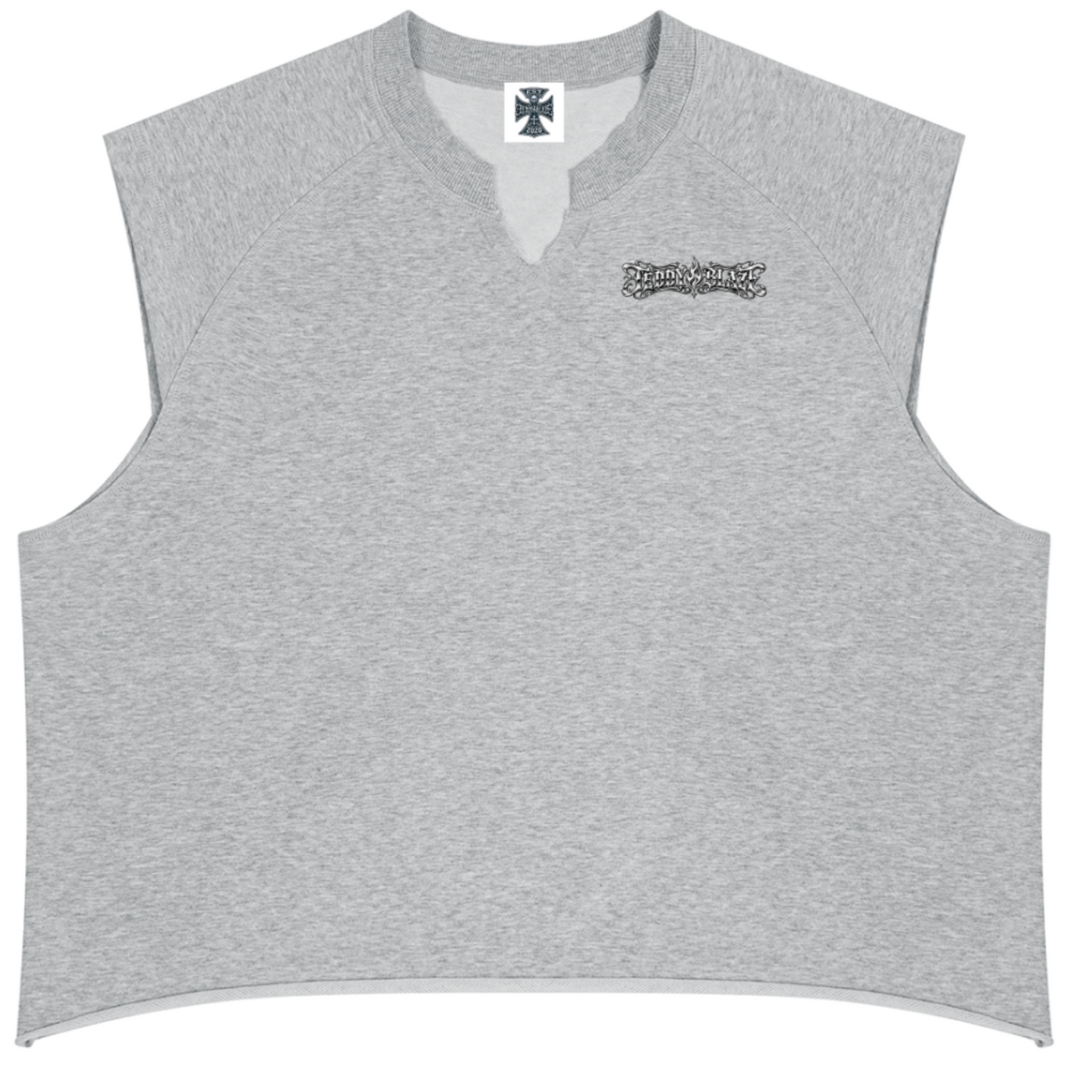 Shop the Fuego Cruz Raw Hem Tank by Teddy Blaze. Mid-weight 250 gsm cotton-blend muscle tank featuring a notch V-neck, raw edges, and the DaCruz back crest.