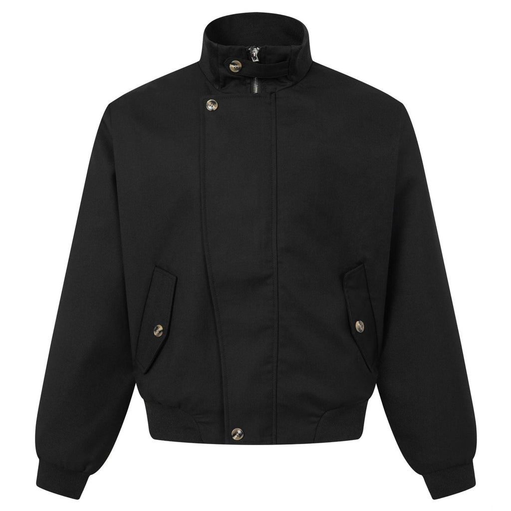 Shop the Iron + Ivy Harrington Button-Placket Harrington Jacket by Teddy Blaze. Men’s slim-fit cotton twill Harrington bomber featuring a double-button stand collar and storm flap placket.