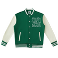 HOTB Forest Green + Cream Fleeced Letterman Jacket