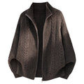 Shop the Iron + Ivy Cable Knit Full-Zip Cardigan Sweater by Teddy Blaze. Heavyweight dark coffee cable knit sweater jacket featuring a high stand collar and full-zip closure.