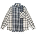 Shop the Iron + Ivy Colorblocked Panel Checkered Flannel Shirt by Teddy Blaze. Extended loose-fit cotton blend plaid shirt featuring vertical contrast placket paneling and a zip pocket.
