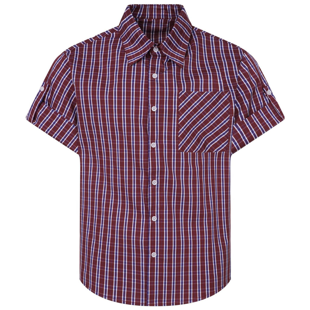 Shop the Iron + Ivy Cuffed Workwear Grid Plaid Short Sleeve Shirt by Teddy Blaze. Japanese workwear-inspired cotton-blend plaid shirt featuring rolled cuffed sleeves and a bias-cut pocket.
