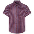 Shop the Iron + Ivy Cuffed Workwear Grid Plaid Short Sleeve Shirt by Teddy Blaze. Japanese workwear-inspired cotton-blend plaid shirt featuring rolled cuffed sleeves and a bias-cut pocket.