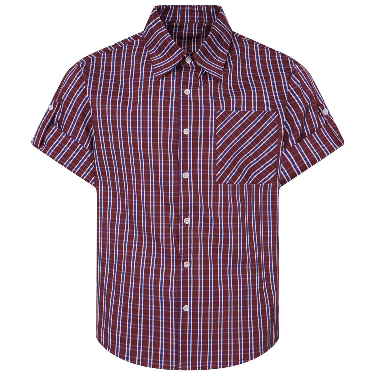Shop the Iron + Ivy Cuffed Workwear Grid Plaid Short Sleeve Shirt by Teddy Blaze. Japanese workwear-inspired cotton-blend plaid shirt featuring rolled cuffed sleeves and a bias-cut pocket.