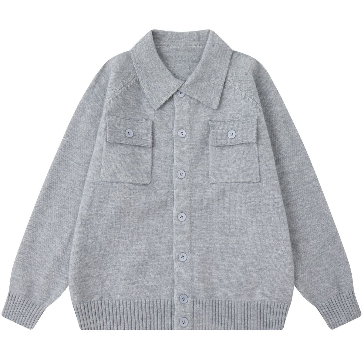 Shop the Iron + Ivy Knit Utility Shirt Jacket by Teddy Blaze. Heavyweight heather grey knit shirt jacket featuring dual chest flap pockets and a point collar.