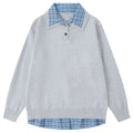 Shop the Iron + Ivy Layered Plaid Collar Polo Knit Sweater by Teddy Blaze. Preppy 2-in-1 layered cable knit sweater featuring an integrated plaid button-down collar and hem trim.