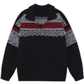 Shop the Iron + Ivy Nordic Brushed Yoke Polo Sweater by Teddy Blaze. Oversized black knit polo sweater featuring a plush mohair-textured Fair Isle chest yoke.