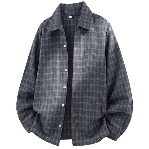 Shop the Iron + Ivy Plaid Flannel Cardigan Overshirt by Teddy Blaze. Loose fit blue-grey plaid button-up overshirt featuring a point collar and chest pocket.