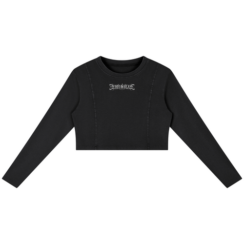 Shop the Iron + Ivy Snow Washed Cropped Cotton Sweatshirt by Teddy Blaze. Mid-weight 280 gsm cotton long-sleeve crop top with vertical seam paneling and upper chest logo.