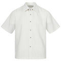 Shop the Iron + Ivy Wrinkle-Resistant Pinstripe Resort Shirt by Teddy Blaze. Crisp off-white short-sleeve button-down shirt featuring fine vertical navy pinstripes.