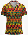 Shop the Iron + Ivy Kente & Rasta Tartan Mesh Open Polo by Teddy Blaze. Breathable mesh golf polo combining Ghanaian Kente body prints with a contrast Rasta tartan open collar.