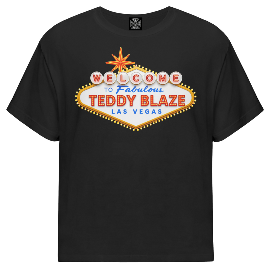 Shop the Las Vegas Gateway Tee by Teddy Blaze. 180 GSM stretch-cotton loose-fit black t-shirt with classic Sin City marquee graphic from GATEWAY TEES.