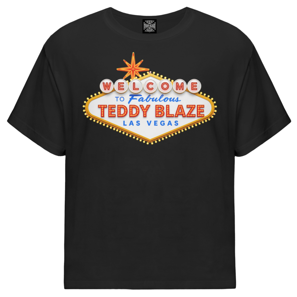 Shop the Las Vegas Gateway Tee by Teddy Blaze. 180 GSM stretch-cotton loose-fit black t-shirt with classic Sin City marquee graphic from GATEWAY TEES.
