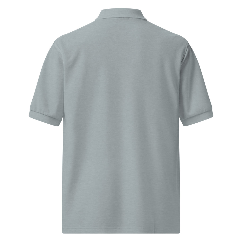 Shop the Embroidered BlazeCrest Polo by Teddy Blaze. 169.5 GSM ice blue pique polo embodying quiet luxury and stealth wealth from The Mature Mocha Collection.
