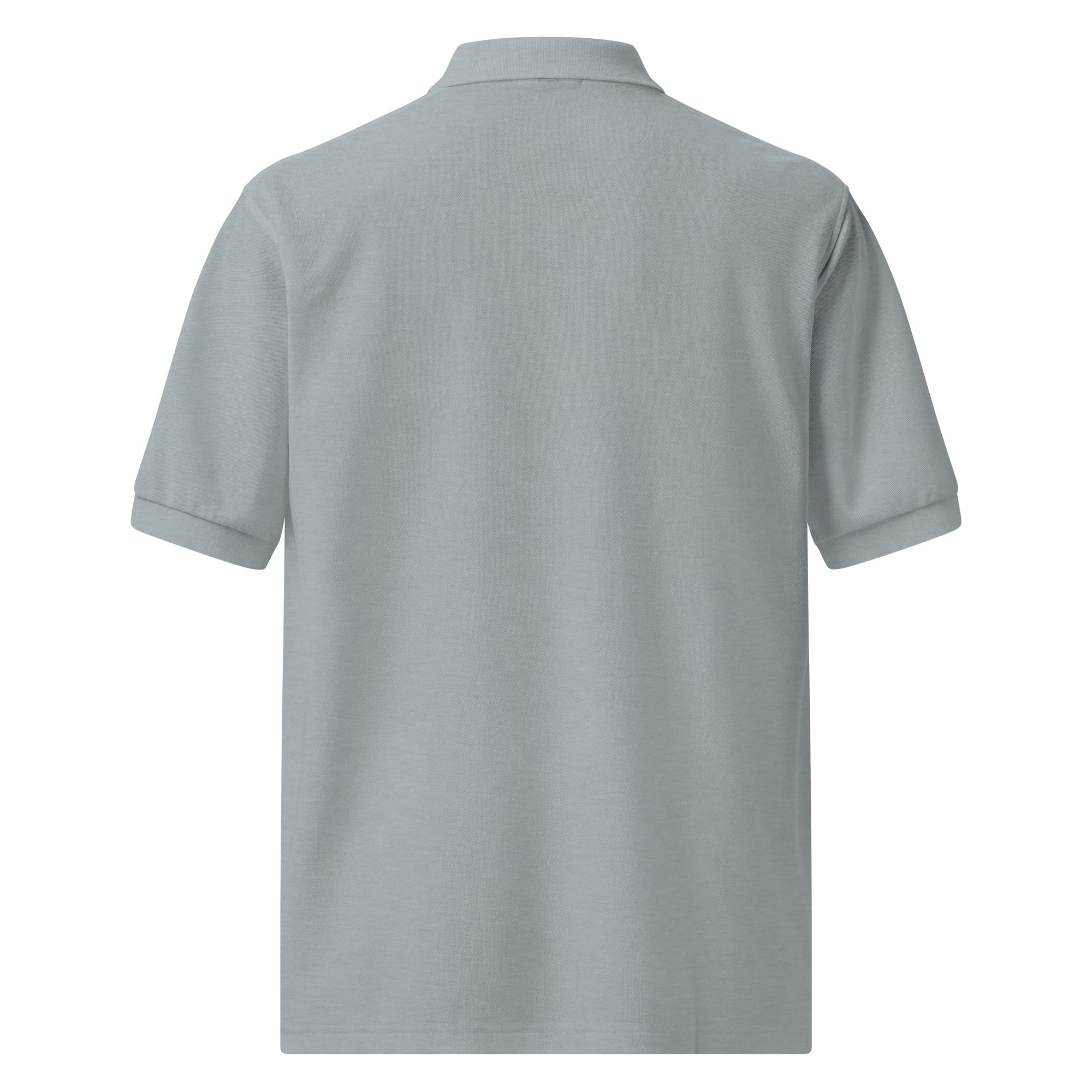 Shop the Embroidered BlazeCrest Polo by Teddy Blaze. 169.5 GSM ice blue pique polo embodying quiet luxury and stealth wealth from The Mature Mocha Collection.