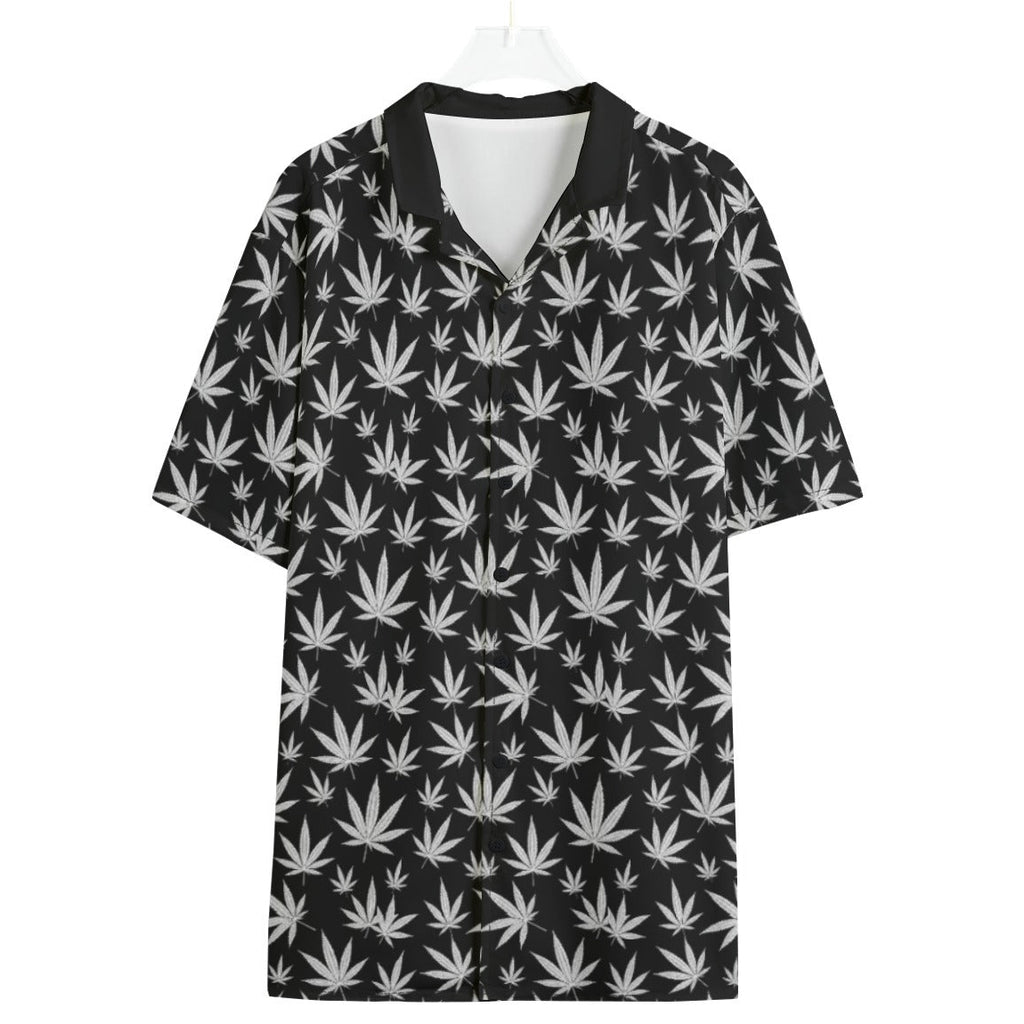 Shop the Midnight Kush Camp Shirt by Teddy Blaze. 120 GSM featherlight botanical kush leaf resort button-down with white back logo from WHAT'S ON TOP.