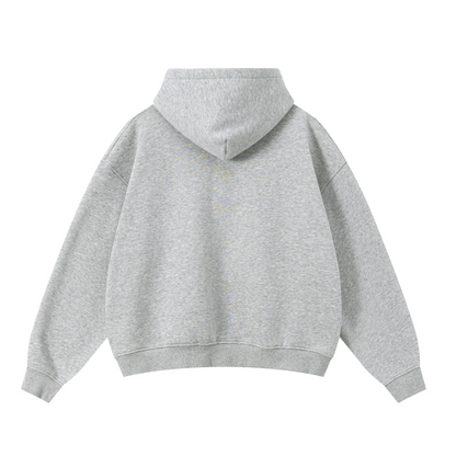 345GSM Unisex Boxy-Fit Double-Zip Hoodie Heathered Grey