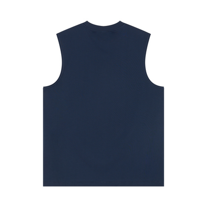 230GSM Unisex Ice-Feel Cooling Solid-Color Crew Neck Tank Top Navy