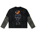 Shop the Mr. Teddy Blaze Vintage Wash Leopard Layered Cotton Jumper by Teddy Blaze. 310 gsm cotton sweatshirt with faux leopard inner sleeves, biker bear, and back crest.