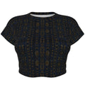 Shop the Teddy Blaze Mud of Indigo™ Cropped Tee, a stretch microfiber crop top with raglan sleeves and rich indigo African-inspired geometric patternwork.