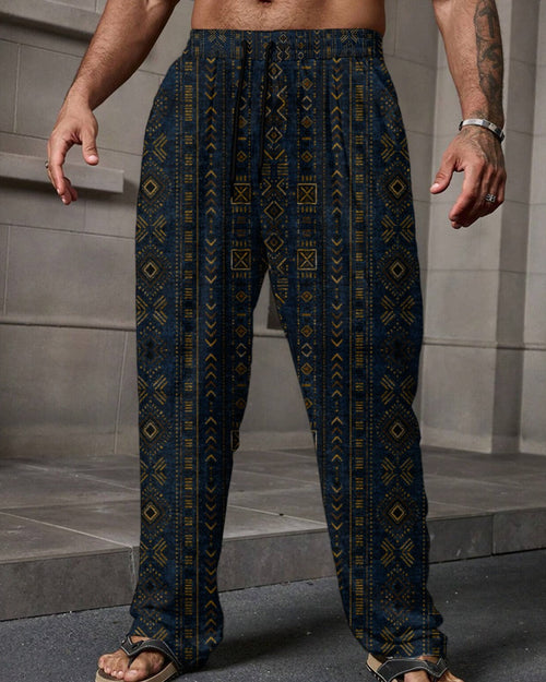 Shop the Mud of Indigo Lounge Pants | THE IVY MAN. Engineered performance slub polyester lounge pants featuring the unique 'Mud of Indigo' pattern.