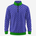 Shop the Iron + Ivy Ocean Cachet Contrast Trim Quarter Zip by Teddy Blaze. Performance 230 GSM stretch quarter-zip pullover in royal blue with Kelly green contrast trim and all-over RIG-B monogram.