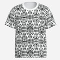 Kids’ Afrocentric graphic tee with black-and-white mask and symbolic artwork, breathable 170 GSM imitation cotton fabric and Teddy Blaze style.