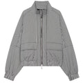 Shop the Iron + Ivy Patchwork Gingham Funnel Neck Zip Jacket by Teddy Blaze. Women’s grey micro-gingham cropped track jacket featuring multi-directional check panelling and a high stand collar.