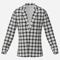 Peter’s Plaid Blazer pairs bold black-and-white plaid with a clean one-button silhouette for a graphic Teddy Blaze take on Black Ivy tailoring.