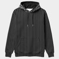 Shop the Iron + Ivy Pinstripe Cachet Pullover Hoodie by Teddy Blaze. High-tech scuba stretch hoodie in executive black pinstripe with contrast RIG-B monogram hood.