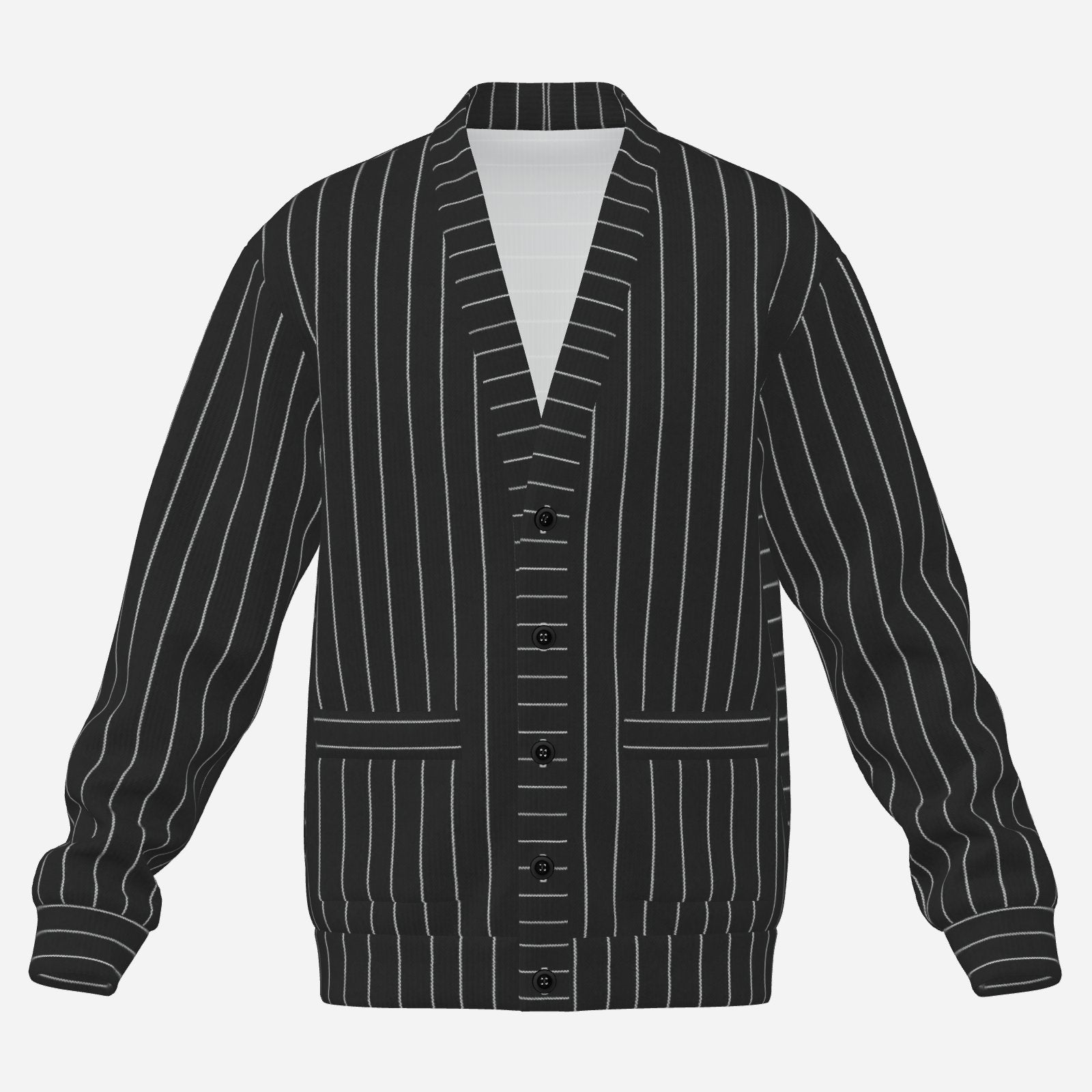JHShop the Men's Pinstriped Cardigan by Teddy Blaze. Ribbed knit button-front sweater featuring dynamic vertical and horizontal pinstriping.V0TNI_FFFFFF
