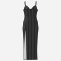 Shop the Pinstriped High Slit Cami Dress by Teddy Blaze. Lightweight micro-faille V-neck maxi dress with a thigh slit from THE IVY WOMAN collection.