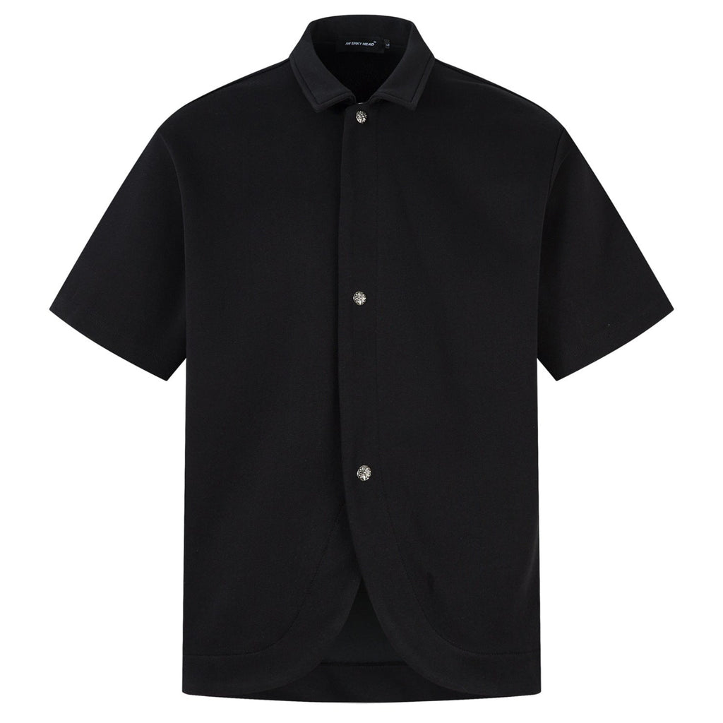 Shop the Retro Button Cutaway Polo Shirt by Teddy Blaze. Wrinkle-resistant technical interlock polo featuring retro silver buttons and a cutaway hem from THE IVY MAN.