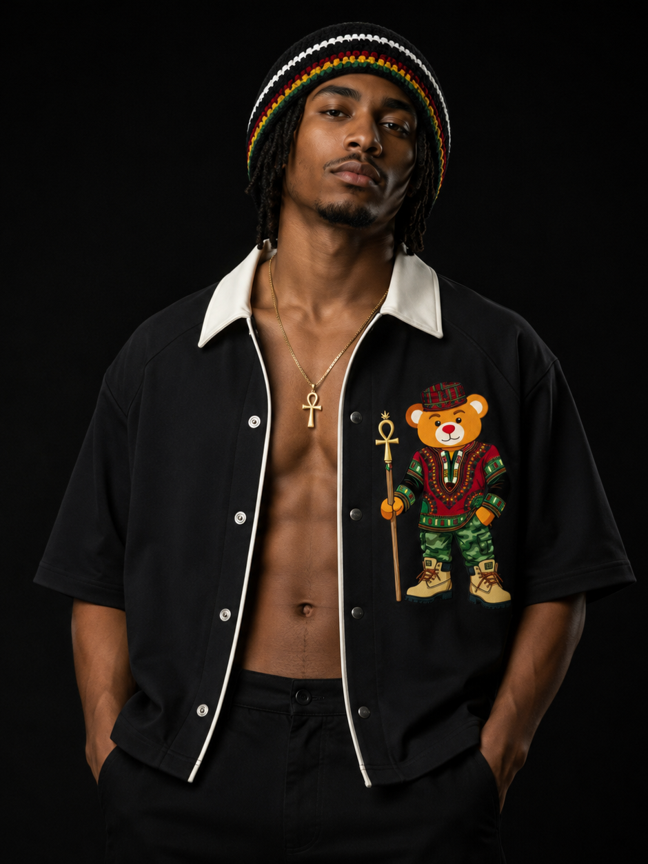 Bearatoo Hotep Contrast Collar Boxy Camp Shirt | VERY TEDDY