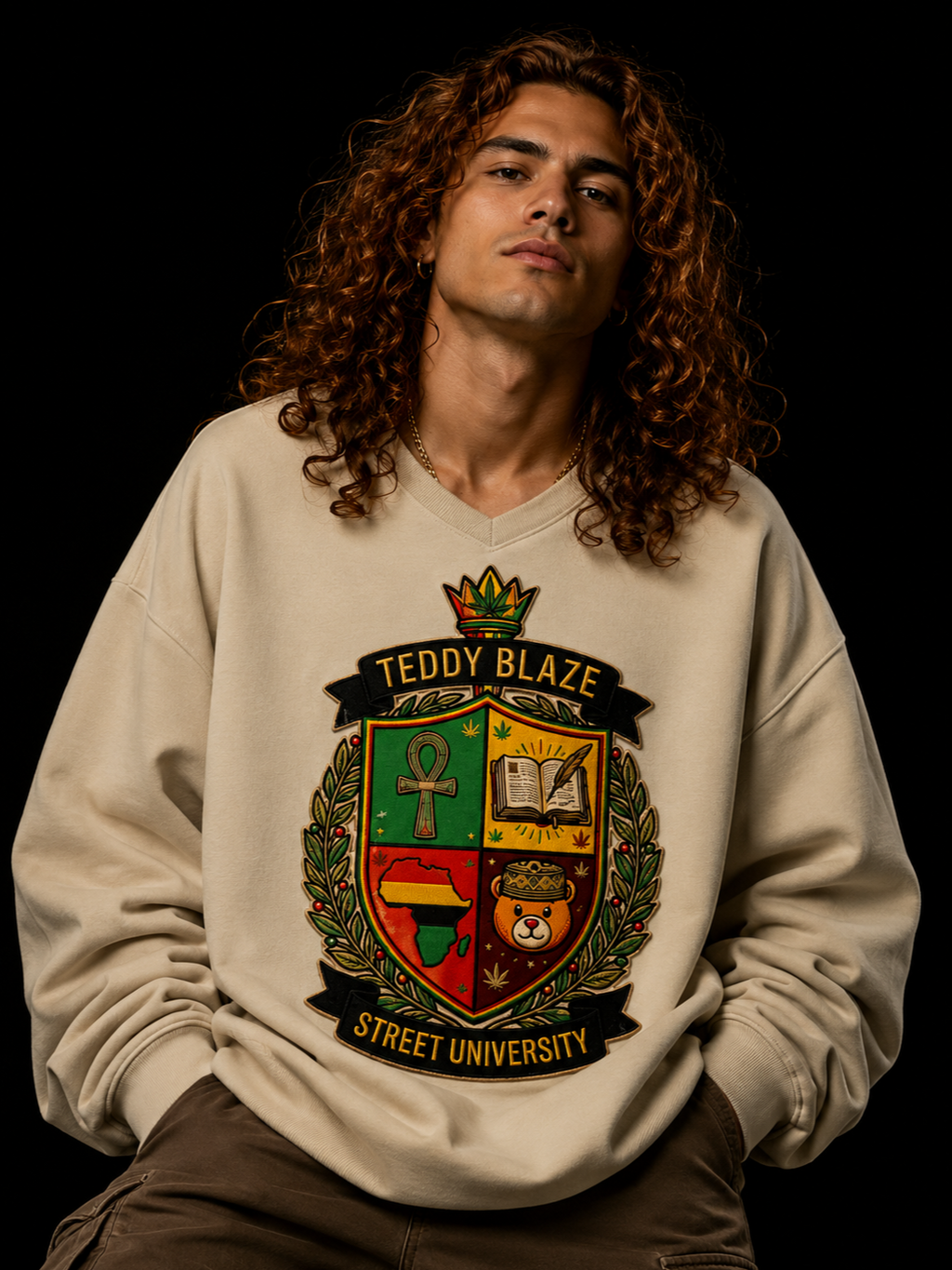 Campus Oversized V-Neck Jumper | VERY TEDDY
